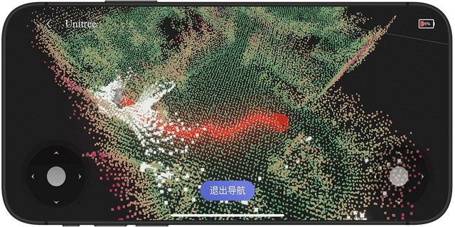 Go2通过激光雷达生成的3D点云地图及导航界面 图源:宇树科技官网