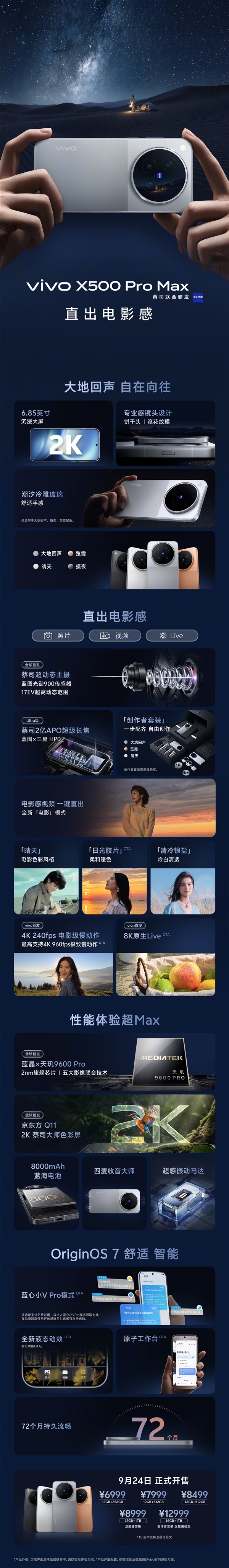 6499元起！一图读懂vivo X500 Pro系列：拍照第一 视频唯一