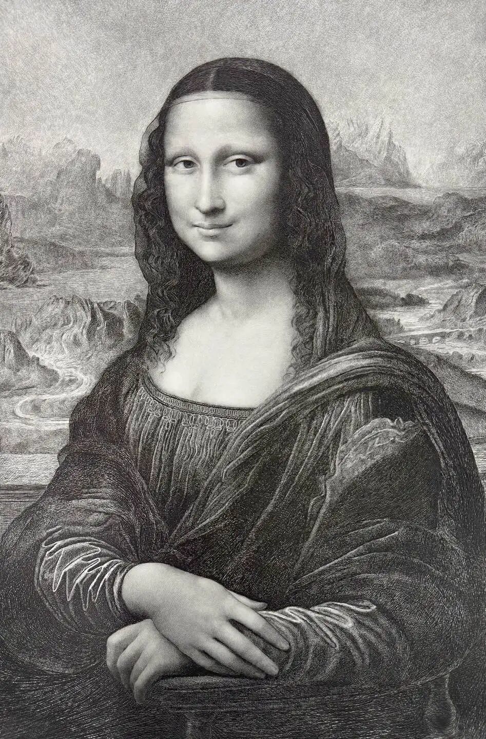 6《蒙娜丽莎》达•芬奇绘画(1503-1506年)安德烈-夏尔·科皮耶刻制(1910-1920年)70×56cm 铜版画.jpeg