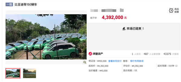 拆车利润比卖车还高！150辆新能源网约车被拍卖：均价2.93万元
