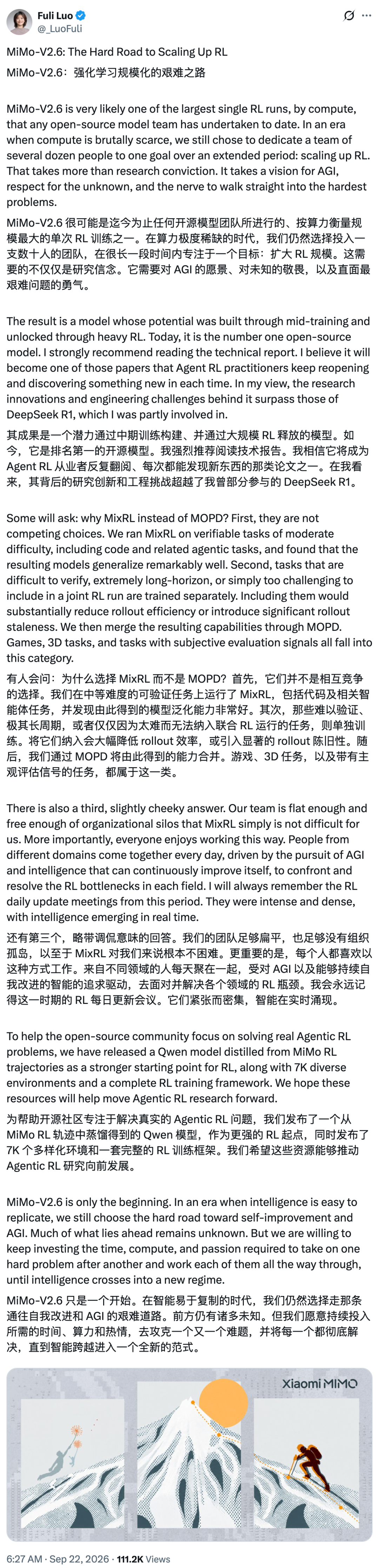 罗福莉带小米登顶全球开源榜首!大规模RL立功,斩杀Grok 4.7 罗福莉带小米登顶全球开源榜首!大规模RL立功,斩杀Grok 4.7
