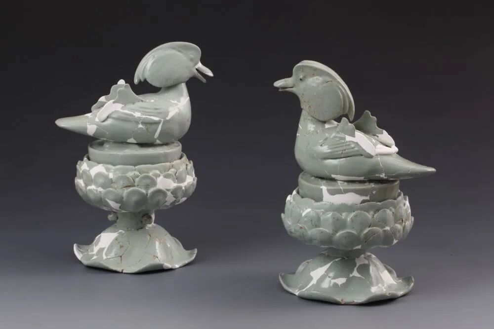 张公巷窑修复展出的莲花薰炉。(张公巷窑遗址考古队提供)