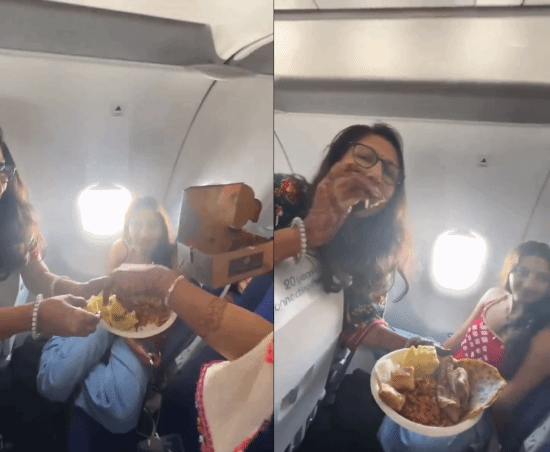 印度15口之家飞机聚餐引热议：过说念分发自带食品 被嘲像火车
