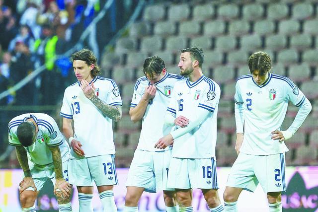 2026年3月31日，美加墨世界杯欧洲区预选赛附加赛决赛，意大利队客场不敌波黑队。（视觉中国）