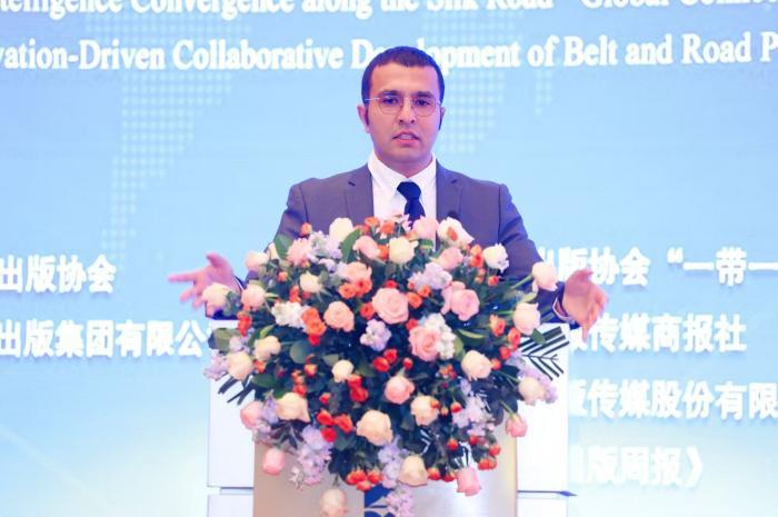 2025年8月，艾森在第六届“一带一路”出版合作经验交流会上发言。受访者供图