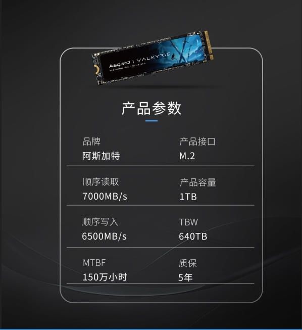 阿斯加特V7 SSD开售！1TB 999元 读速可达7000MB/s