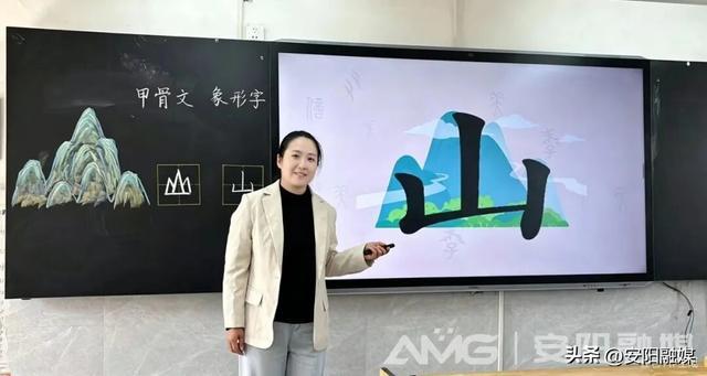 陈明军老师把甲骨文教学融入日常语文课堂(安阳融媒记者 李庆龄 摄)