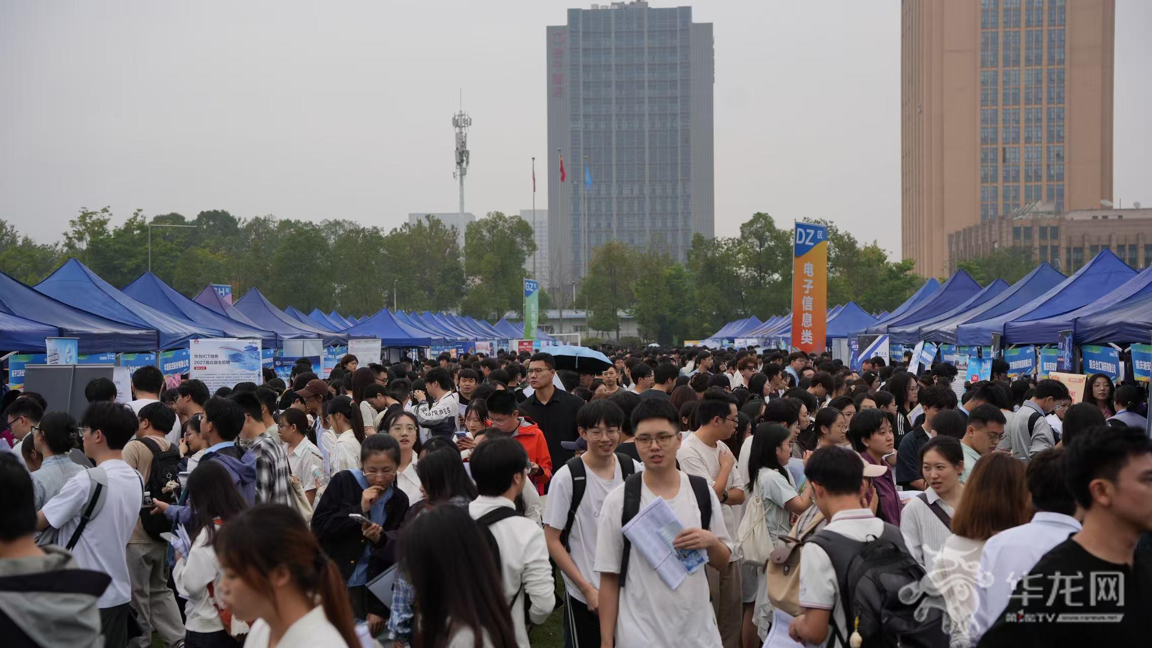 本次双选会汇聚830余家优质用人单位，释放就业岗位6万余个。  第1眼TV-华龙网记者 刘钊 摄