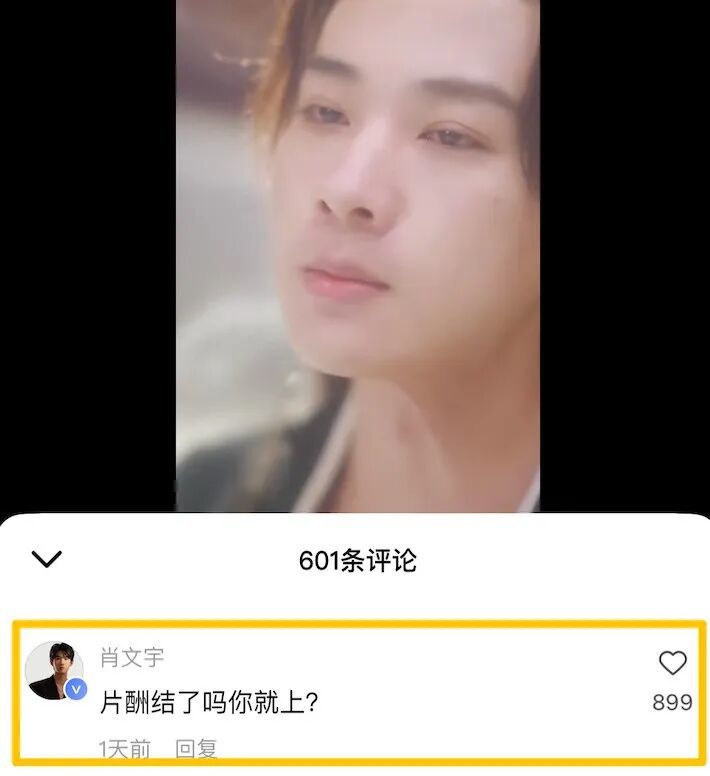 演员肖文宇在热播短剧《后宫雁》下留言