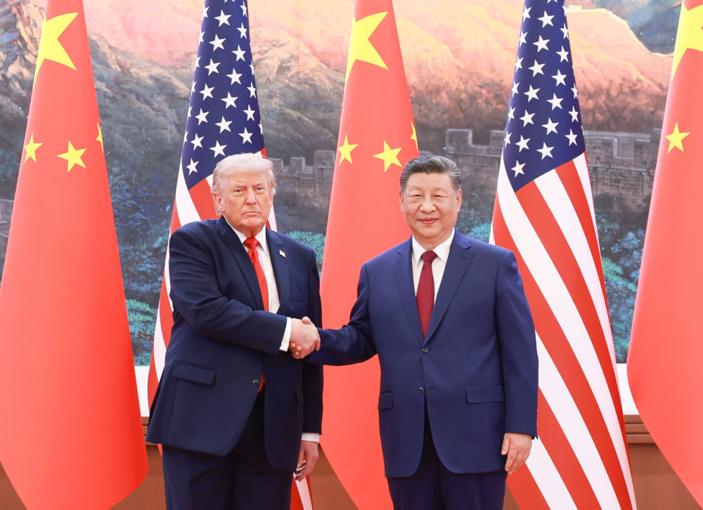 5月14日上午，国家主席习近平在北京人民大会堂同来华进行国事访问的美国总统特朗普举行会谈。新华社记者 丁林 摄
