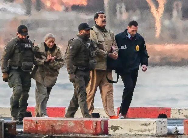 马杜罗及妻子在纽约出庭当日画面