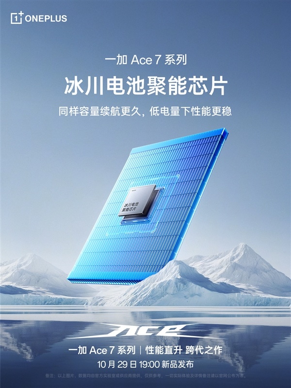 一加Ace 7全系搭载9000mAh超大冰川电池+100W闪充!电池5年耐用