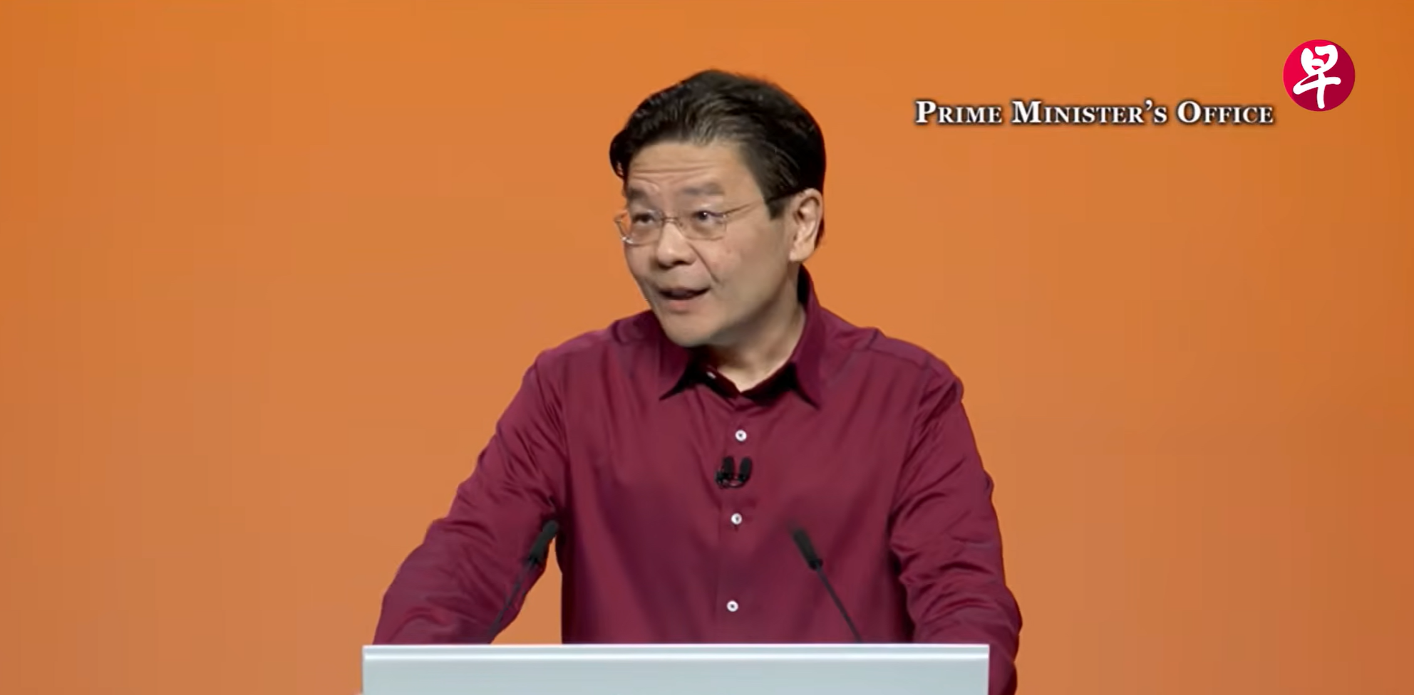 黄循财23日在国庆群众大会上使用中文进行部分演讲。图源：新加坡《联合早报》