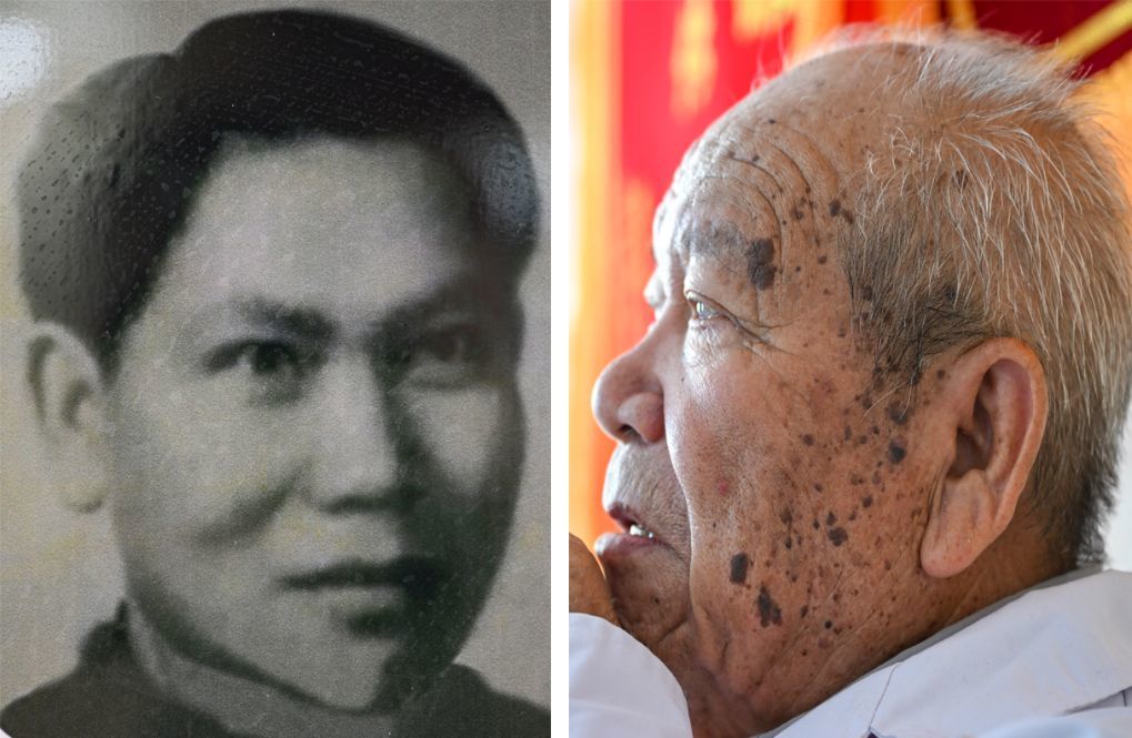 拼版照片：左图为吴登云初到乌恰县人民医院时的留影（资料照片）；右图为86岁高龄的吴登云查房后，在乌恰县人民医院办公室休息（2026年7月30日摄）。目前，吴登云任乌恰县人民医院名誉院长。