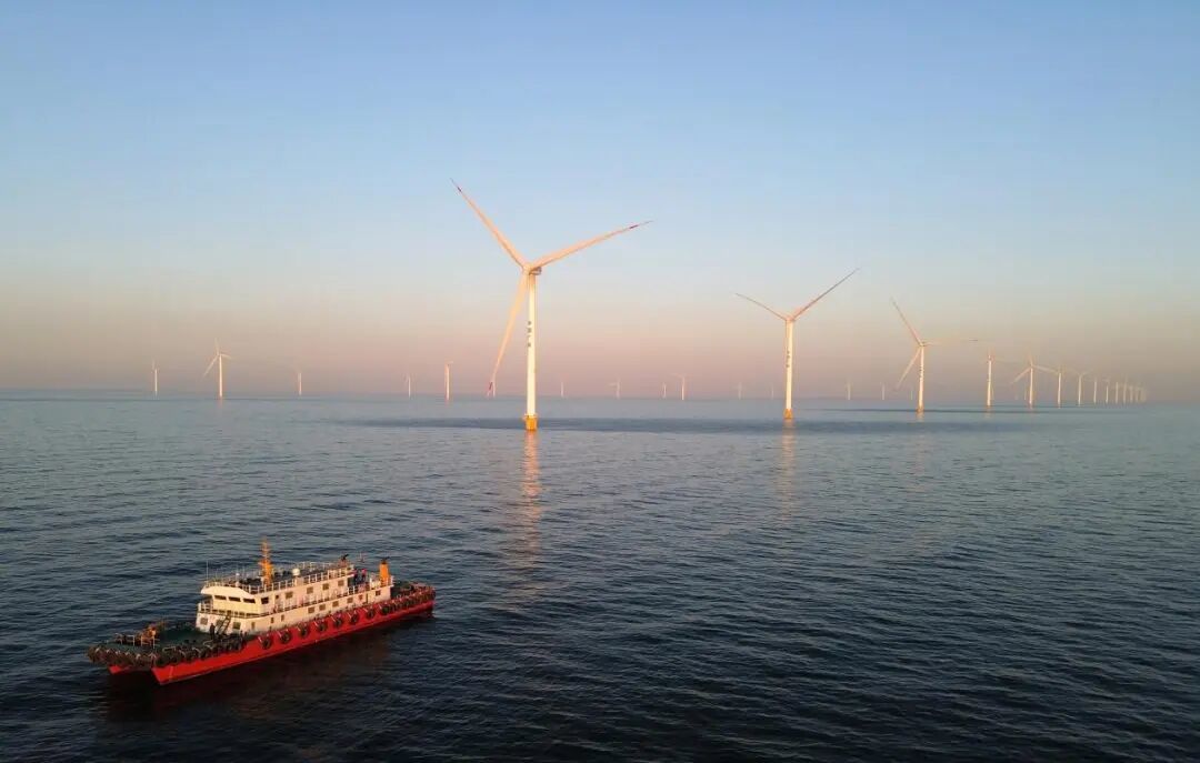 2025年1月7日,位于山东省莱州市海域的海上风电项目。(图源:新华社)
