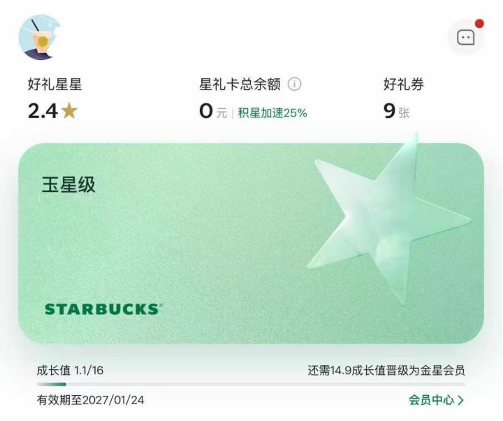 ▲作者的星巴克会员卡(图/作者提供)