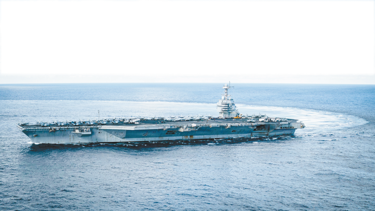 当前美国最先进的“福特”号航母依然在加勒比海执行任务
