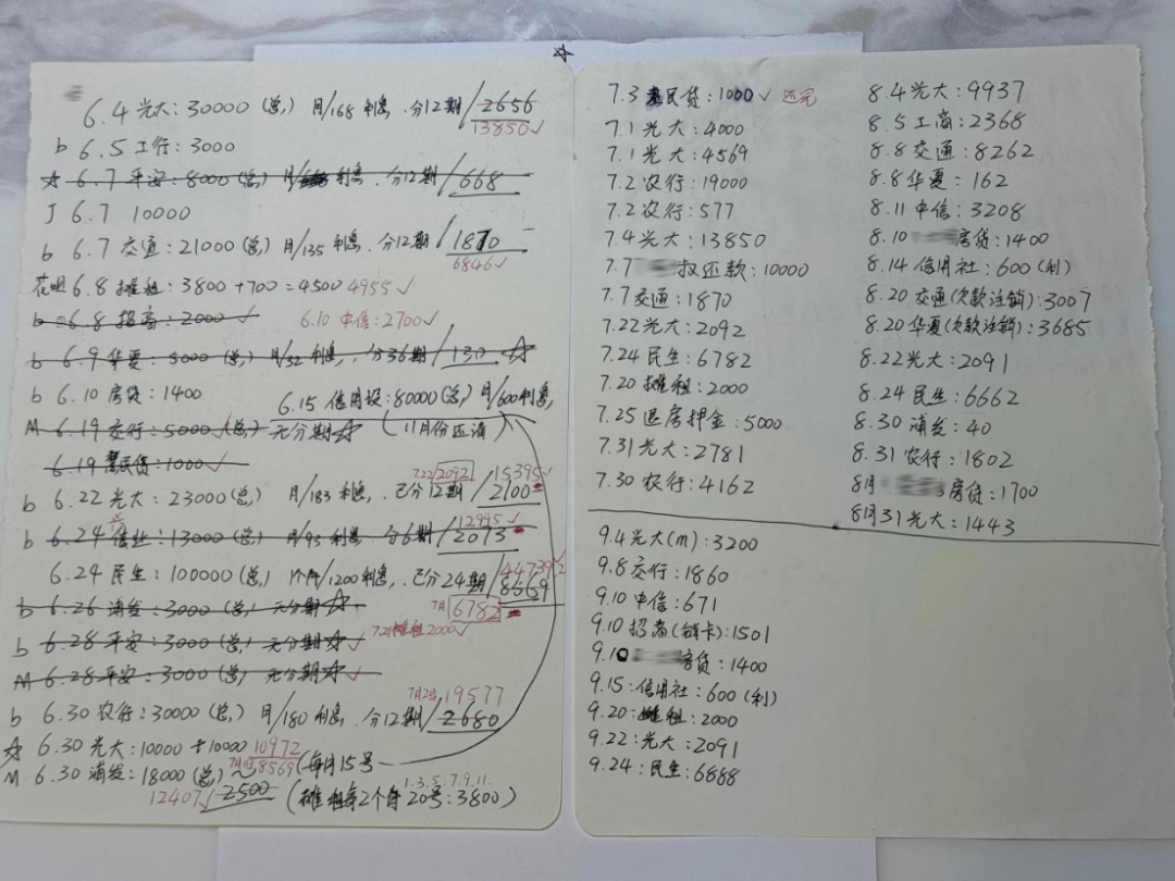 吴柳芳的记账还账单 图/受访人供图