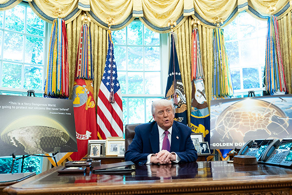 2025年5月,特朗普发布“金穹”导弹防御系统发展规划。 IC Photo