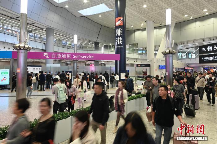 香港特区政府入境事务处(简称“入境处”)表示，预计2月14日至23日，约1138万人次经各海、陆、空管制站进出香港。图为农历新年前夕，民众准备乘坐高铁离开香港。中新社记者李志华 摄
