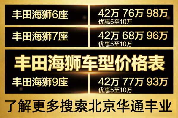 重庆丰田海狮4s店 丰田海狮6座7座8座9座上蓝牌