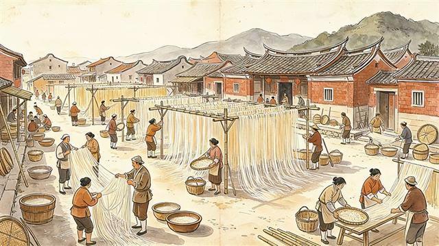 源起 清道光至咸丰年间，杨氏克眉、克安兄弟就因制作手工面线发家致富。鼎盛时期，云洋全村从事面线加工的小作坊有十几家，从业人员达数百人之多。