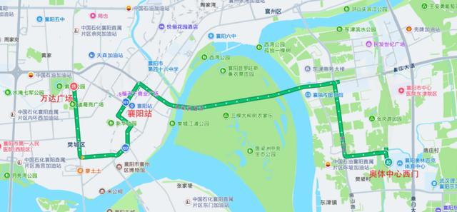 樊城定制专线返程走向示意图