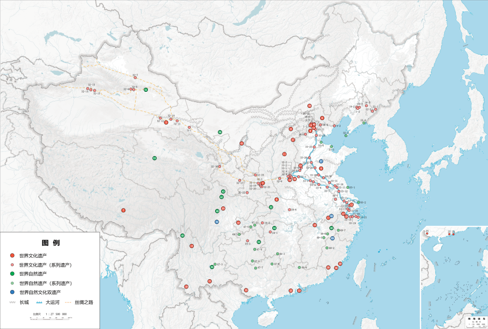 图为“十五五”规划纲要草案中的中国世界遗产分布图。