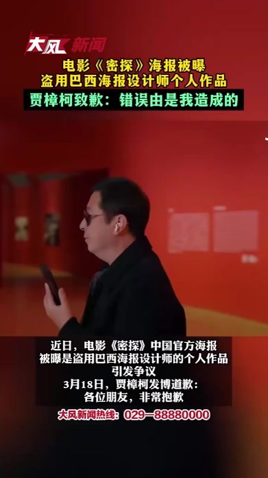 电影《密探》海报被曝盗用巴西海报设计师个人作品 贾樟柯致歉：错误是由我造成的