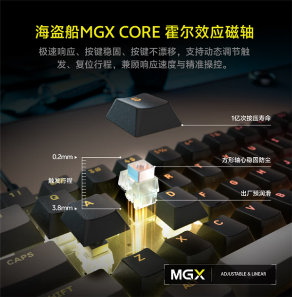 海盗船发布破浪者Pro mini 60磁轴键盘:支持8KHz回报率售799元