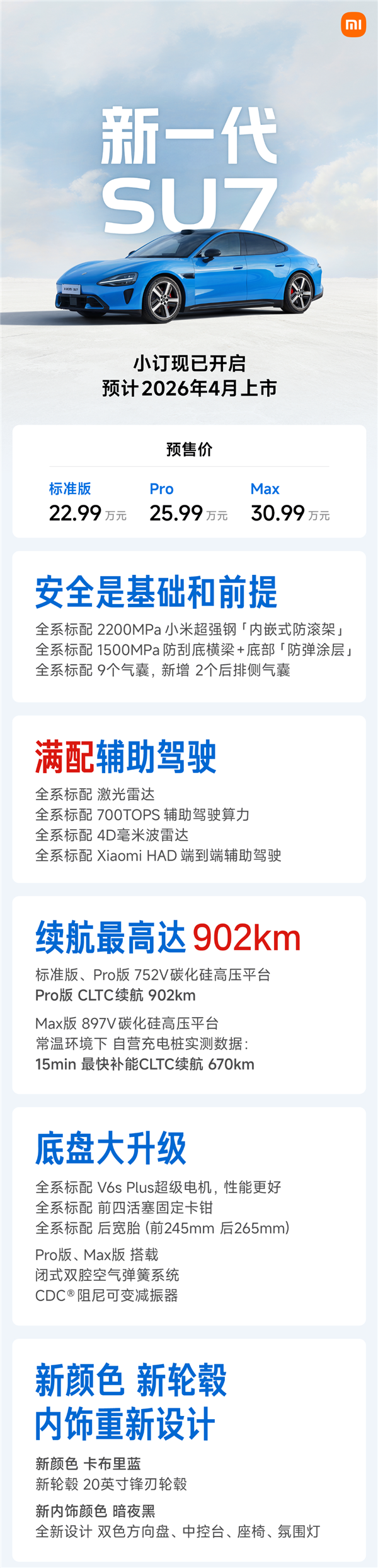 雷军:新一代小米SU7已结束研发准备量产!2月13日左右展车到店