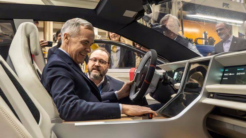 2026年2月，卡尼试乘加拿大本土研发的Project Arrow 2.0电动车加通社