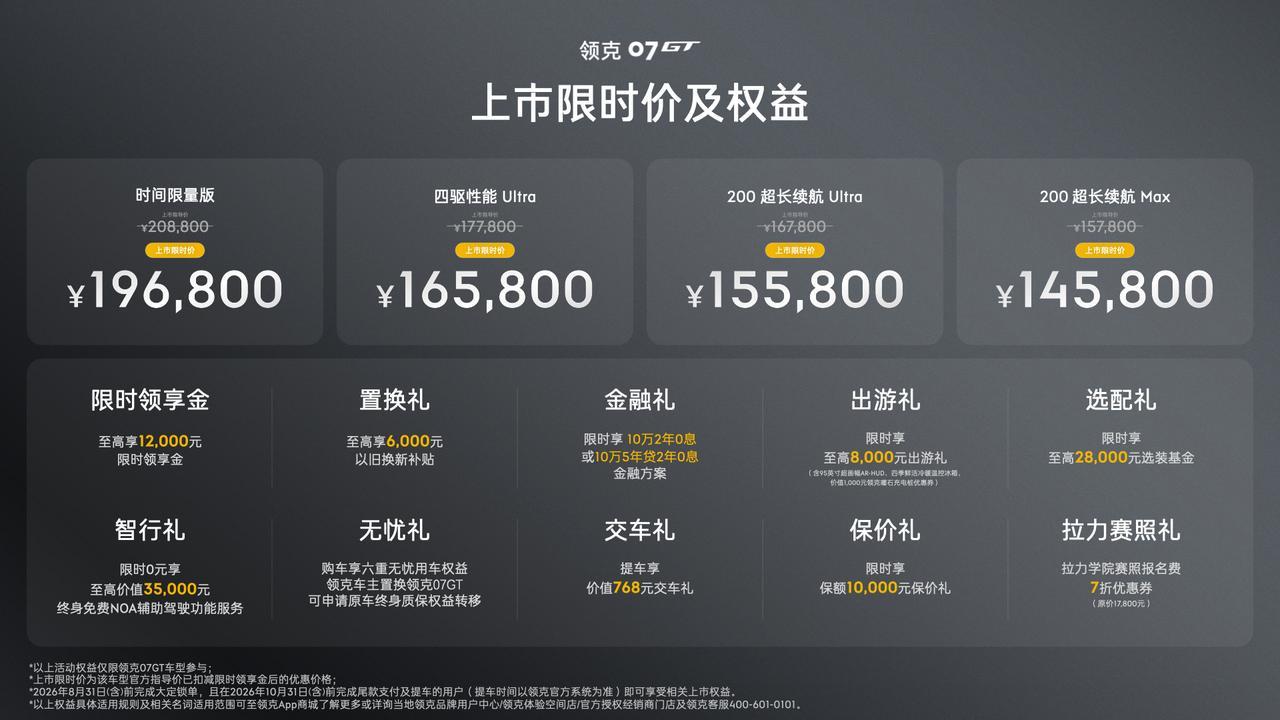 【权益后售14.58万起，领克07GT上市】7月23日，领克07GT
