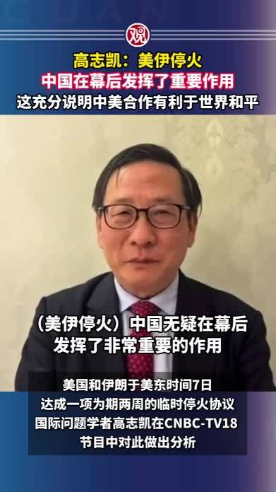 高志凯：美伊停火，中国在幕后发挥了重要作用，这充分说明中美合作有利于世界和平