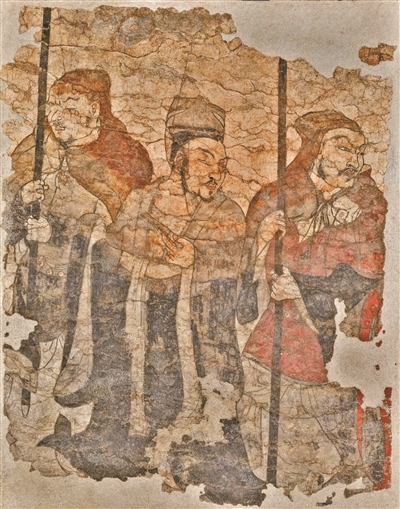 湾漳大墓壁画仪仗人物 北齐 河北省文物考古研究院藏