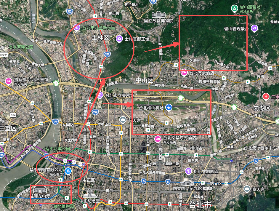 ▲我推测的大致道路，目标地是北部山区的地下指挥所