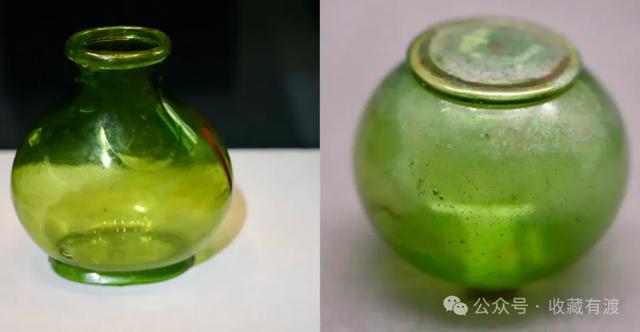 绿玻璃小瓶和盖罐