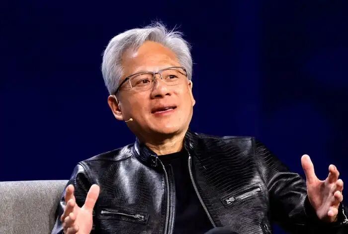 Nvidia CEO Jensen Huang speaks at an industry event.