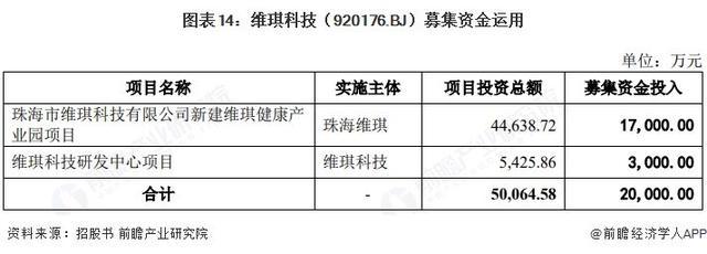 维琪科技募集资金投向项目明细表