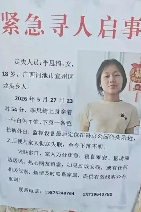 家属发布的寻人启事（图源受访者）