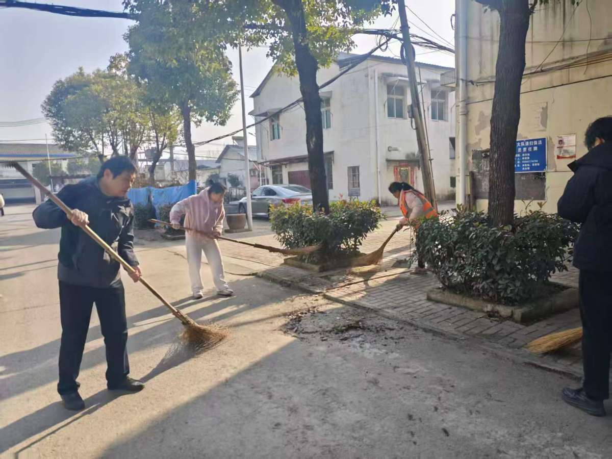 街道科室下沉干部、社区工作人员和村湾保洁员清扫村湾道路.jpg