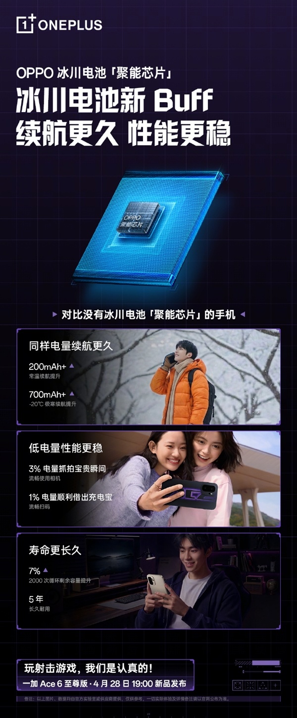 一加Ace 6至尊版首搭自研冰川电池聚能芯片 低电工作能力领先行业超两年