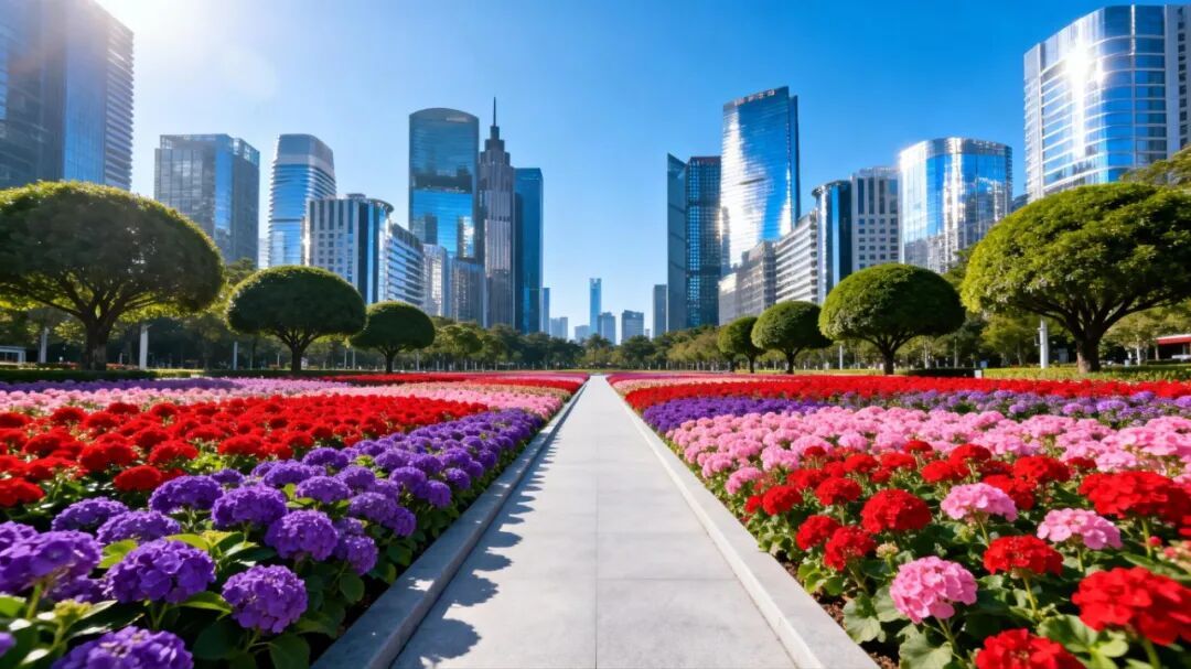 摄图网_604483507_城市石板路旁花坛树木远处_(企业商用).jpg