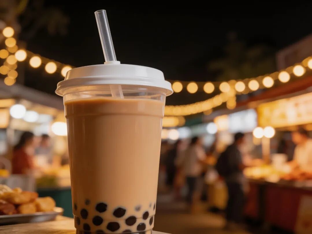 摄图网_701603800_夜晚市集里的珍珠奶茶与炸物小吃(企业商用).jpg