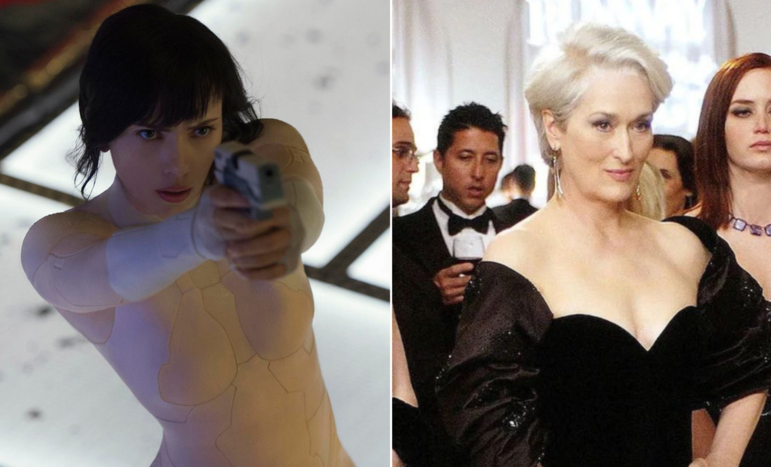 剧照：《攻壳机动队》斯嘉丽·约翰逊VS《穿普拉达的女王》梅丽尔·斯特里普