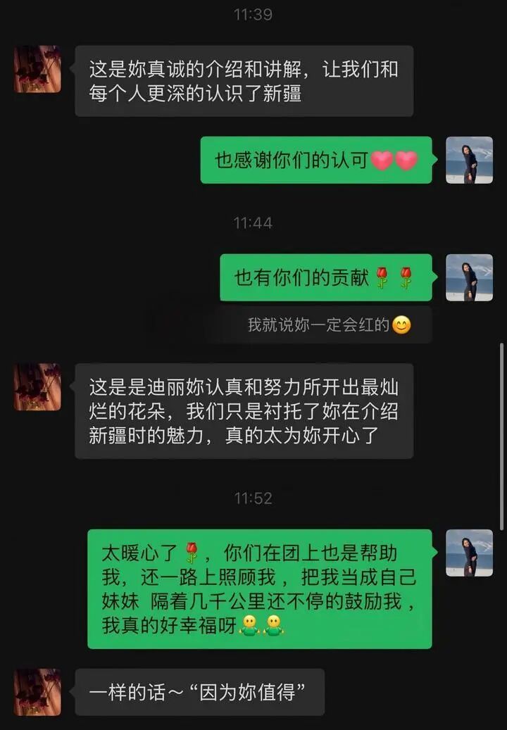 这是迪丽努尔与林女士的微信聊天截图。新华社发