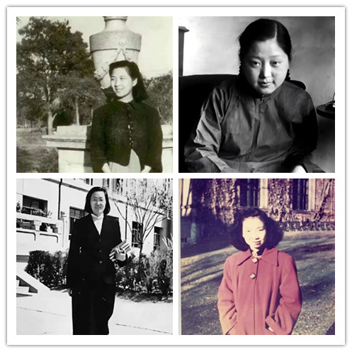 中国女科学家，上排：黄令仪、何泽慧，下排：王承书、谢希德