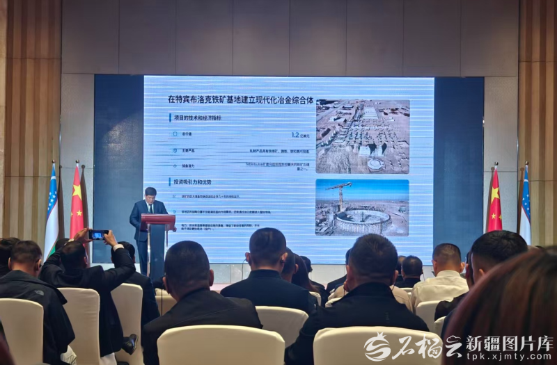 卡拉卡尔帕克斯坦共和国投资、工业和贸易厅厅长弗拉季米尔&middot;若雷别科夫推介投资项目。石榴云/新疆日报记者 范琼燕摄