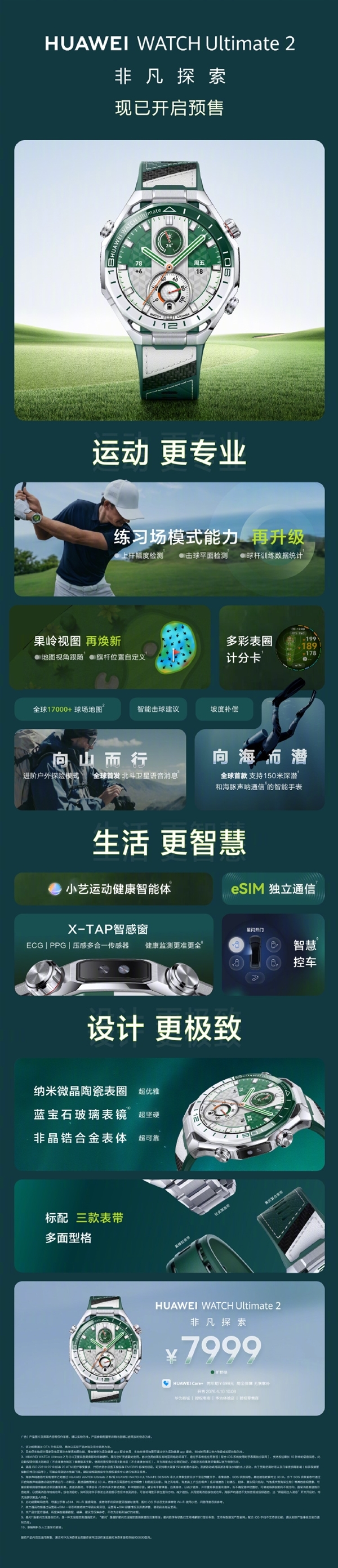 7999元！华为WATCH Ultimate 2发布：旷野绿配色4月10日开售