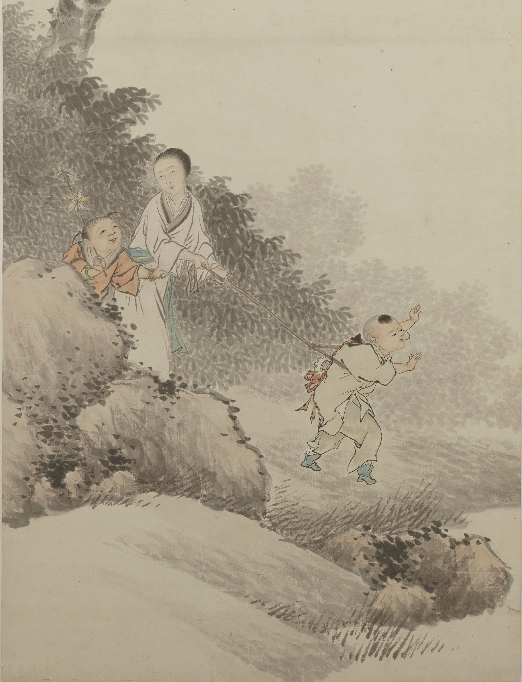 △清任预出游图轴（局部），天津博物馆藏